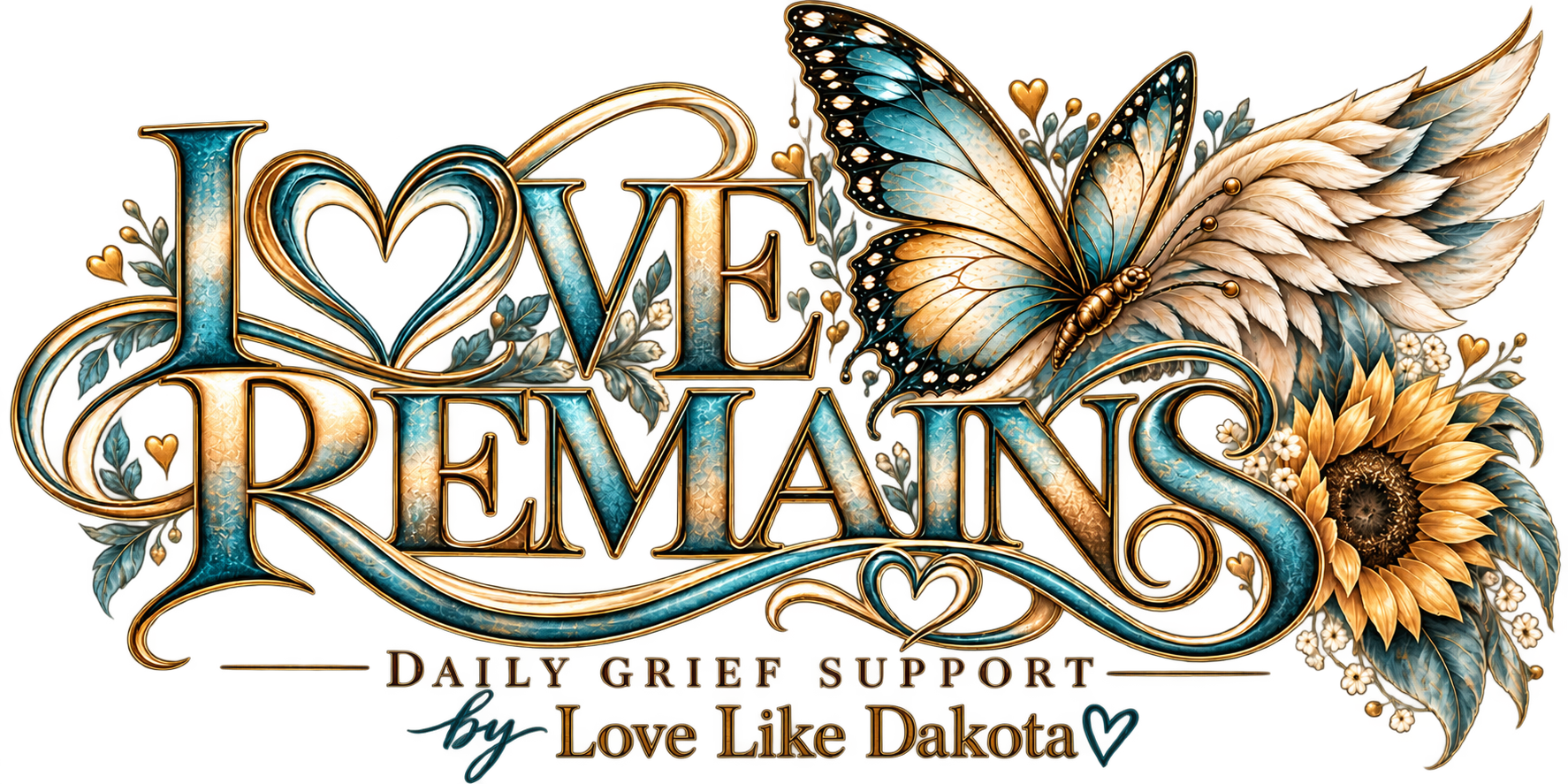 Love Remains sunflower and butterfly artwork